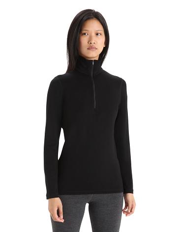 Black Icebreaker Merino 260 Tech Long Sleeve Half Zip Thermal Top Women's Base Layers | AU 1915FDNM